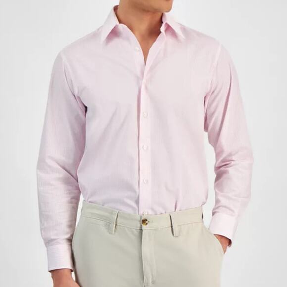 Club Room Men's Regular-Fit Dress Shirt, Pink small neck 14-14.5 $50 - Picture 2 of 5